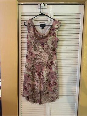Cowl Neck Floral Midi Dress in Blush Pink